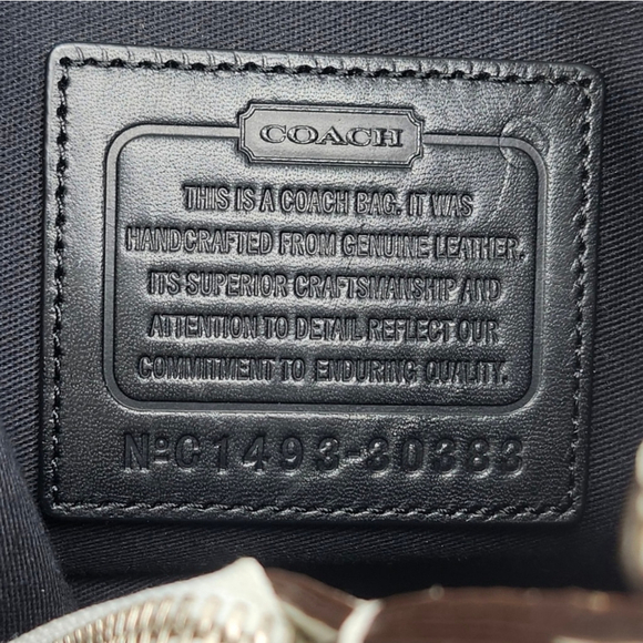 Coach Burough White & Navy Blue Color-Block Leather Rolled Handles Satchel Bag - Picture 8 of 14